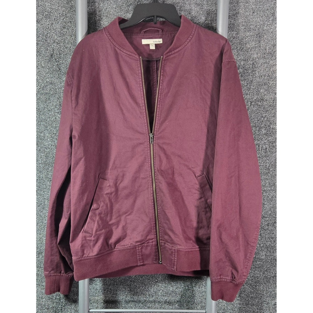 Hawker Rye Mens Burgundy Cotton Twill Full Zip Bomber Jacket MGW30256 Large